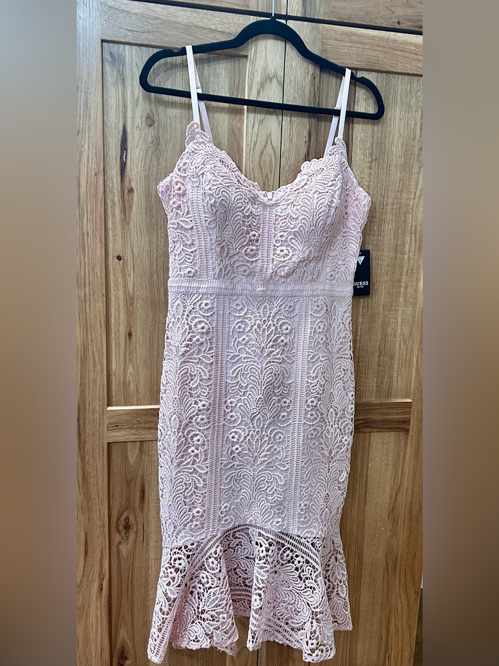 GUESS Light Blush Lace Midi Dress